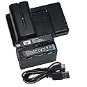 DSTE (2 Pack) NP-F970 Battery + Rapid Dual Battery Charger Compatible with Sony DCM-M1 MVC-CD1000 HDR-FX1 DCR-VX2100E DSR-PD190P HXR-NX3 NP-F930