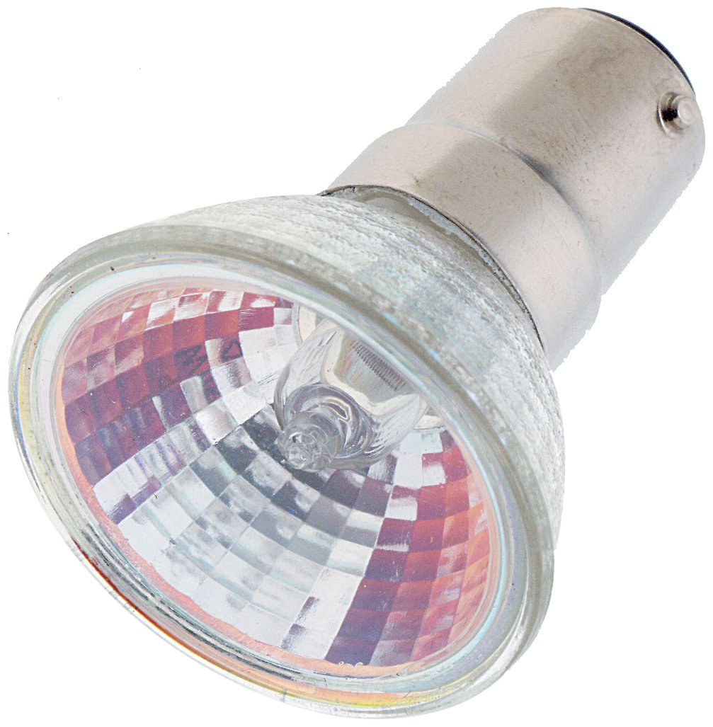 Satco S1955 35 Watt MR11 Halogen DC Bayonet Base 12 Volt Clear SP 12 Beam Pattern No Harmful Ultraviolet Rays Light Bulb, With Lens