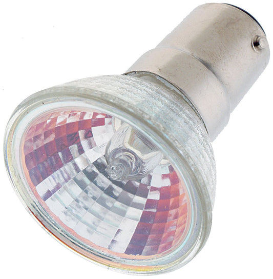 Satco S1955 35 Watt MR11 Halogen DC Bayonet Base 12 Volt Clear SP 12 Beam Pattern No Harmful Ultraviolet Rays Light Bulb, With Lens