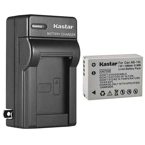 Kastar 1-Pack Battery and AC Wall Charger Replacement for Canon NB-10L NB10L, NB-10LH NB10LH Battery, Canon CB-2LC Charger, Canon PowerShot SX40 HS