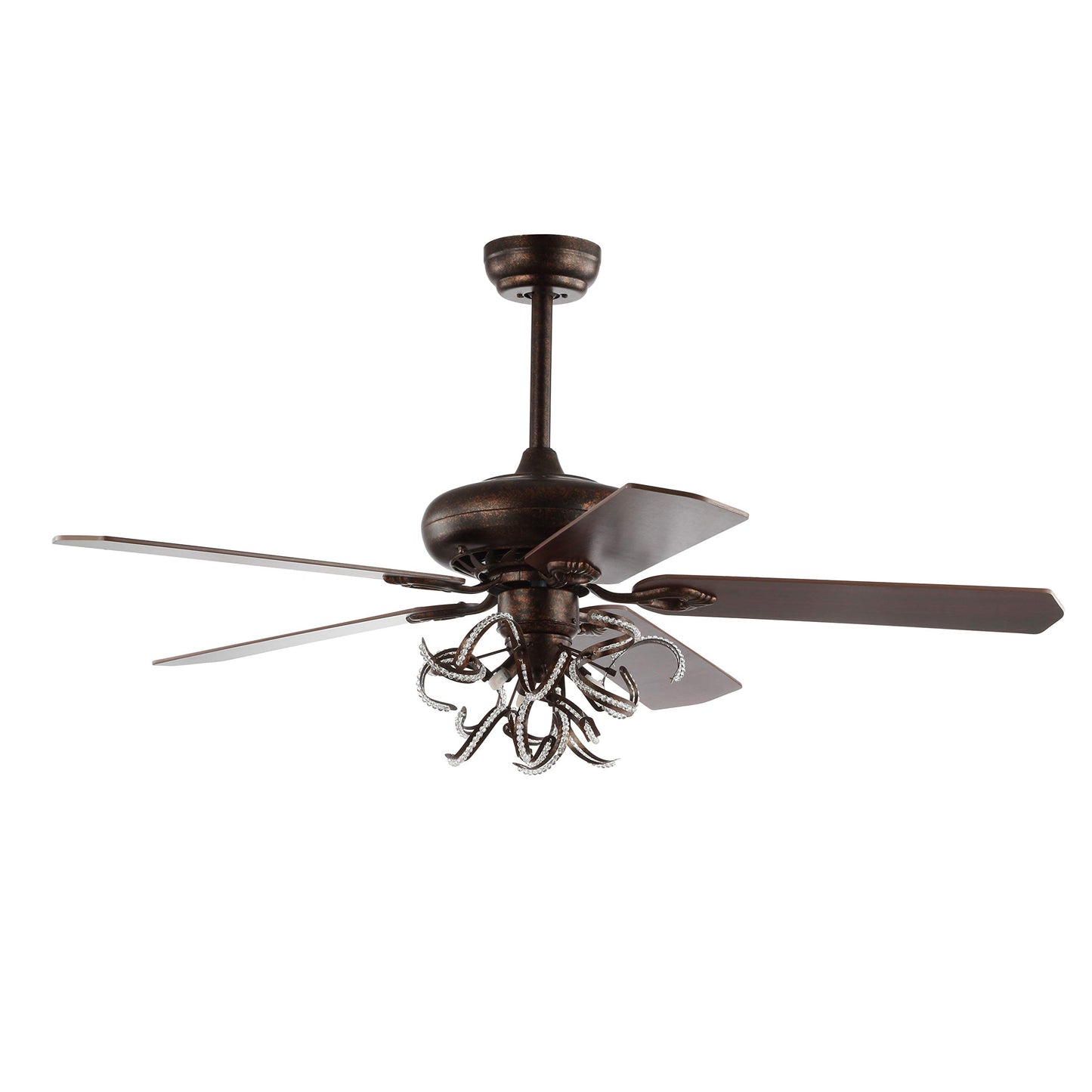 Safavieh Lighting Sensa Red Walnut/Dark Cherry Reversible Blades 52" 3-Speed Ceiling Fan with Remote (LED Bulbs Included)