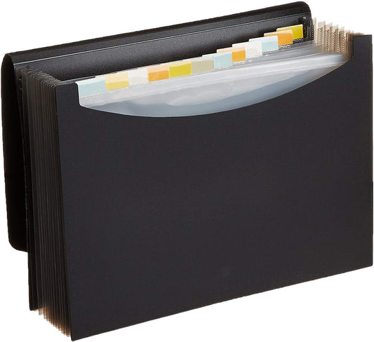 Amazon Basics Expanding Organizer File Folder, Letter Size - Black, 12-Pack