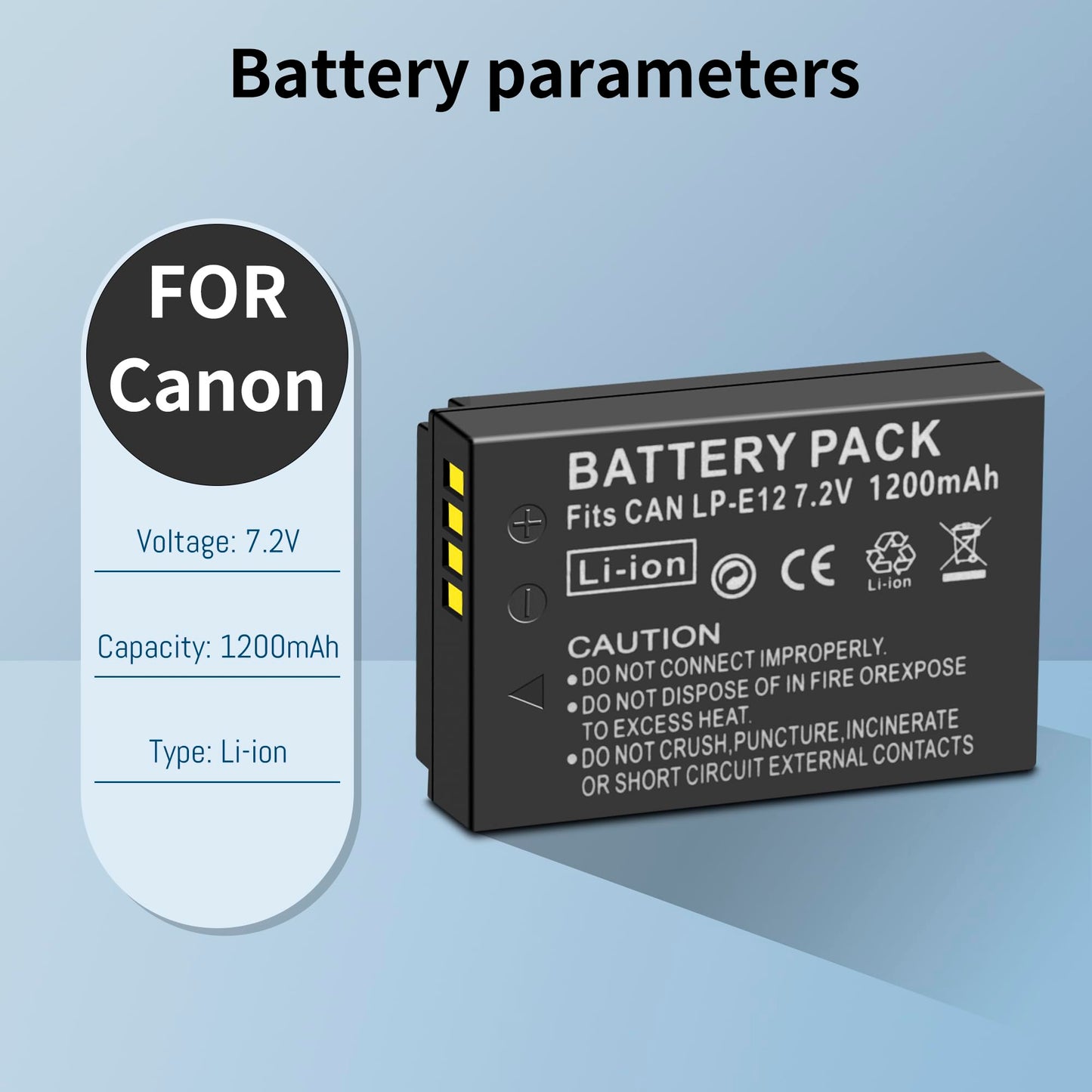 2-Pack LP-E12 Battery and USB Dual Battery Charger Compatible with Canon EOS-M, EOS M2, EOS M10, EOS M50, EOS M50 Mark II, EOS M100, EOS M200, SX70