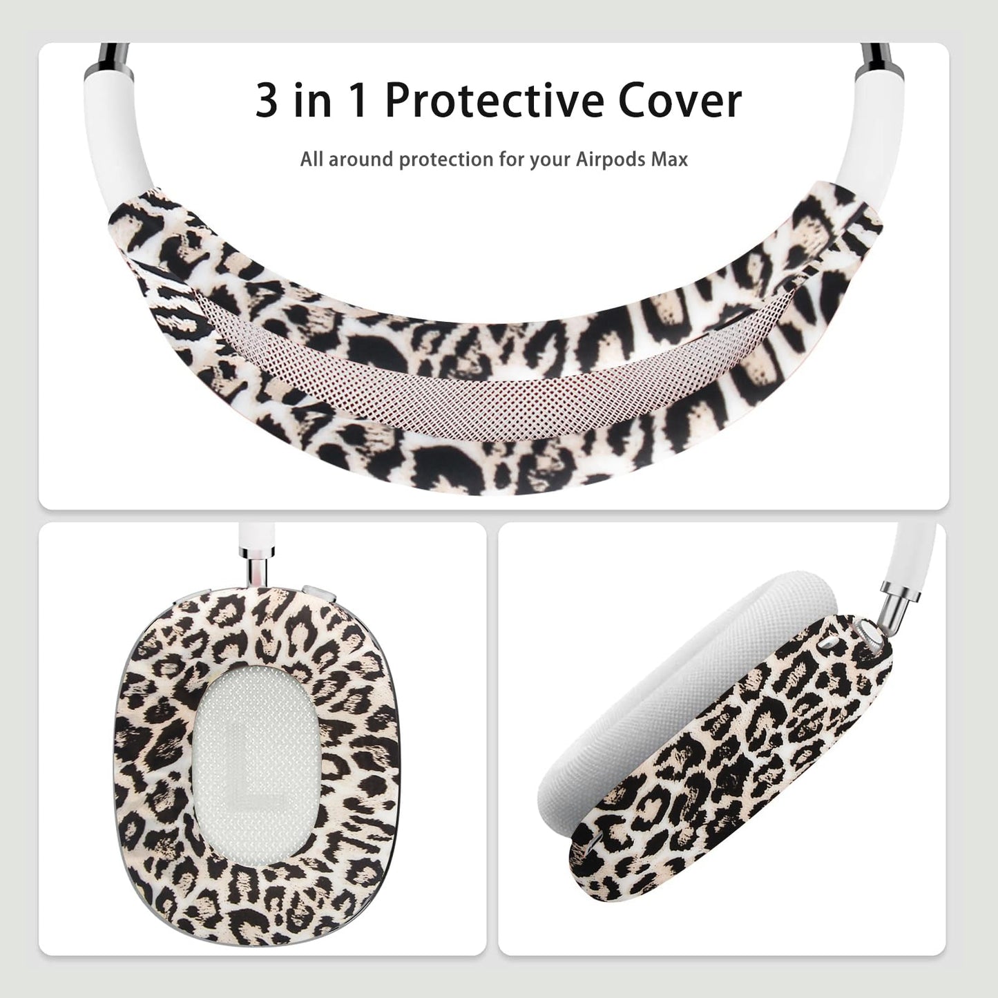 4 in 1 Silicone Case Cover Compatible with Apple Airpods Max 2/1 Headphones(2026/2024/2020), Printed Ear Pad Case Cover Ear Cups Cover and Headband