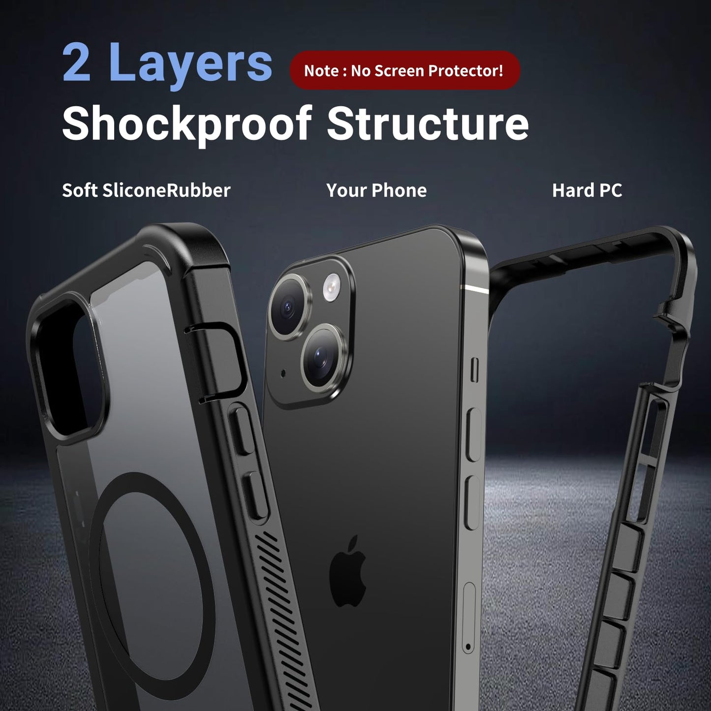 jaroco Magnetic for iPhone 15 Case, [Compatible with MagSafe][Military Grade Drop Protection][Heavy Duty Protection][Non-Slip][Shockproof] 2-Layer