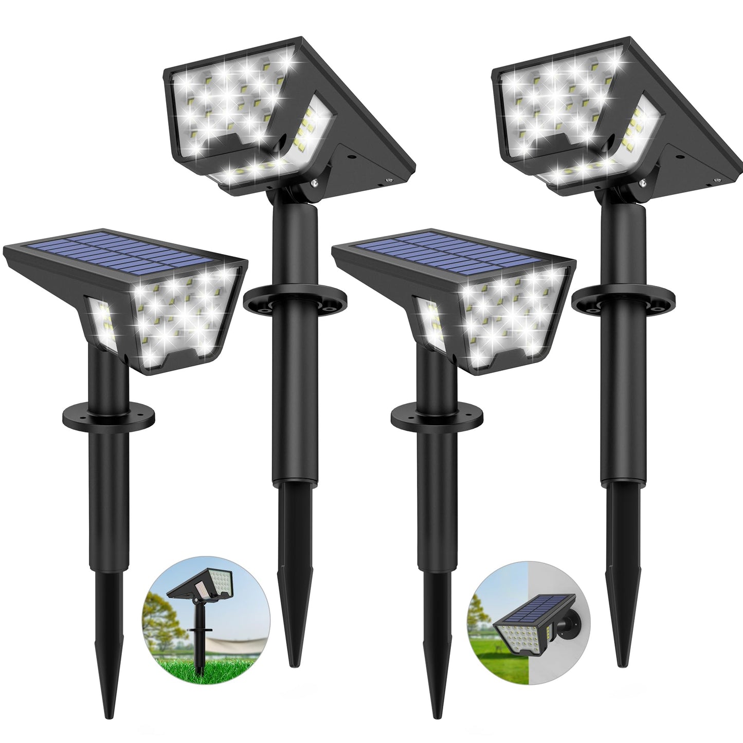 Latband Solar Spot Lights Outdoor Waterproof IP67, Solar Powered Lights Outdoor with 53 LED & 3 Modes, Landscape Spotlight Wall Light for Garden Yard