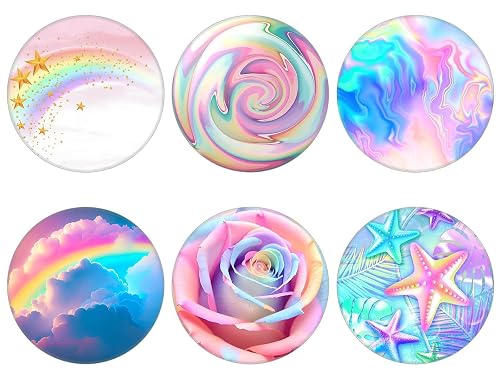 6 Pack - Collapsible Cell Phone Grip for Smartphones,Mobile Expanding Cellphone Holder Kicktand for Phone and Case - Colorful Rose Cloud