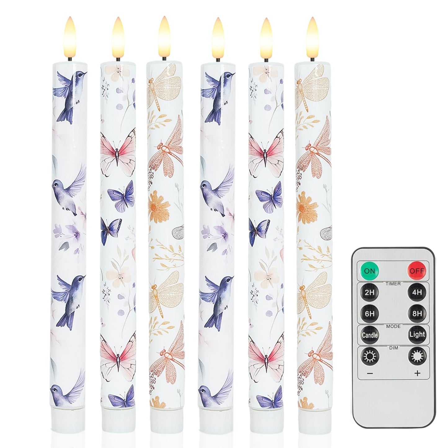 MAITREYA Flameless Taper Candles Dragonfly Butterfly Hummingbird Decor Candle Battery Operated Led Candlesticks for Wedding Party Home Table
