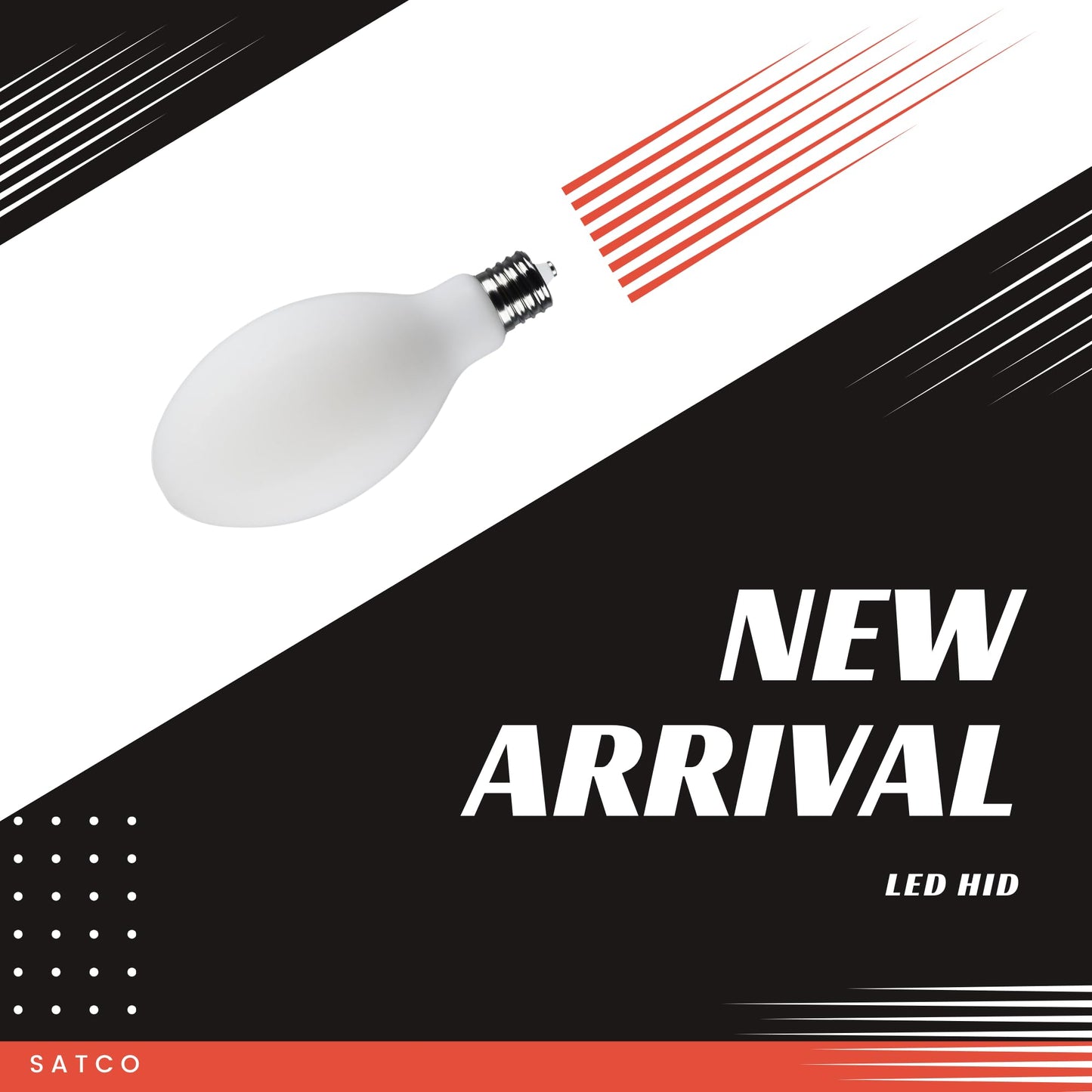 Satco S13194 62W LED HID Replacement Bulb, 5000K Natural Light, 10,000 Lumens, EX39 Mogul Extended Base, White Finish, 80+ CRI, Non-Dimmable,