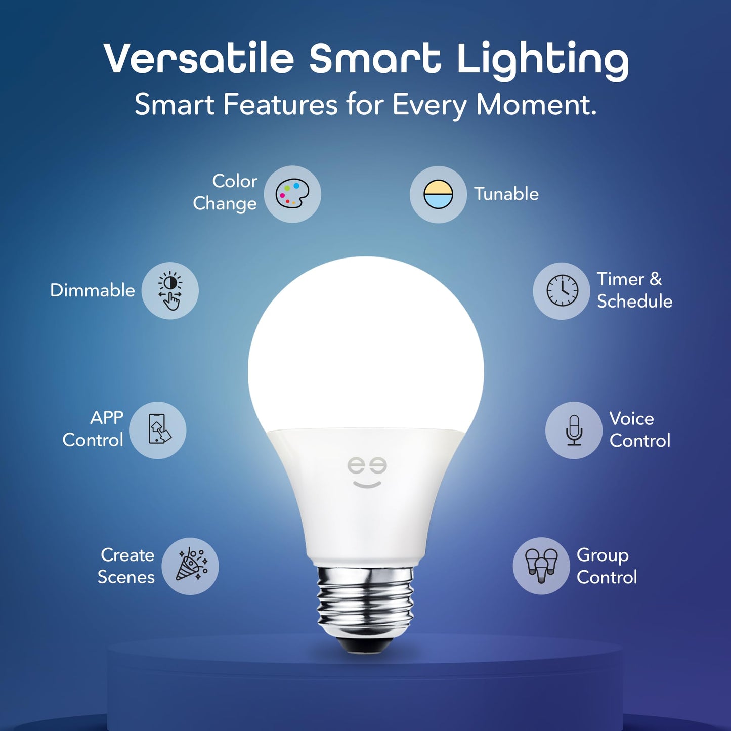 Geeni Prisma 800-Lumen Dimmable Smart Bulbs with 2.4 GHz Wi-Fi, 2-Pack