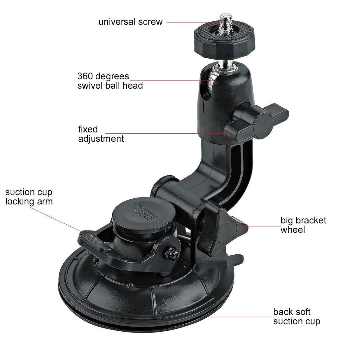 ASOCEA Action Camera Suction Cup Mount Windshield Camera Holder Tripod Adapter with 1/4" Screw Compatible with Gopro Hero 13 12 11 10 9/AKASO