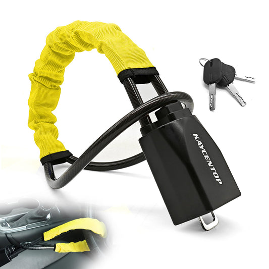 KAYCENTOP Car Steering Wheel Lock, Seat Belt Lock, Anti-Theft Device, Max 17 Inch Length, Small and Light-Weight, Multi-Functional, Fit Most Vehicle