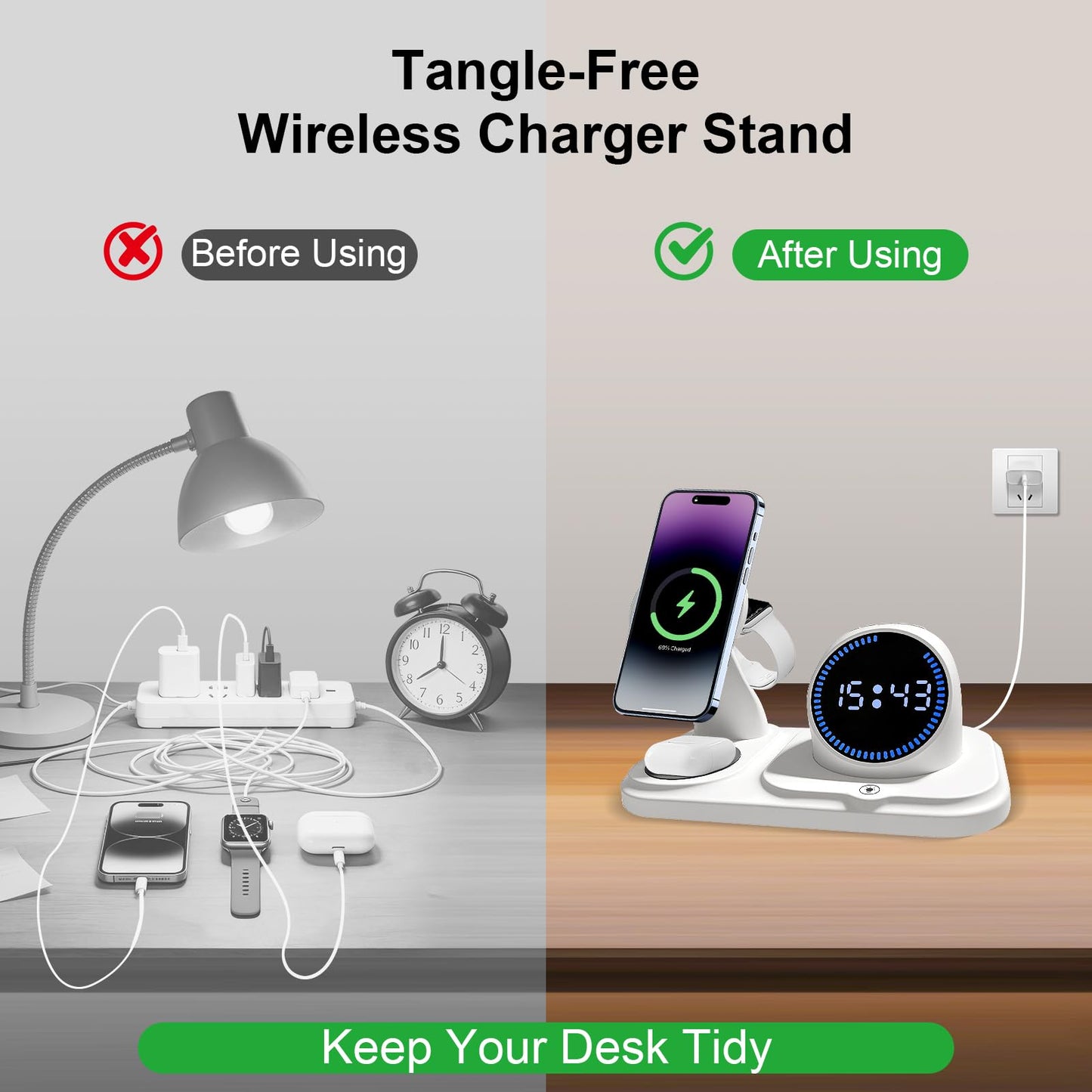 6 in 1 Wireless Charging Station with Bluetooth Speaker Fuction, Charging Stand for Multiple Devices for Apple iPhone 17 16 15 14 13 12 Pro Max Apple