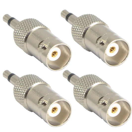 XMSJSIY 3.5mm Mono to BNC Adapter, BNC Female Jack to 1/8" TS Male Plug Nickel-Pated Bidirection Connector for CCTV DVR Camera and More (4 Pack)