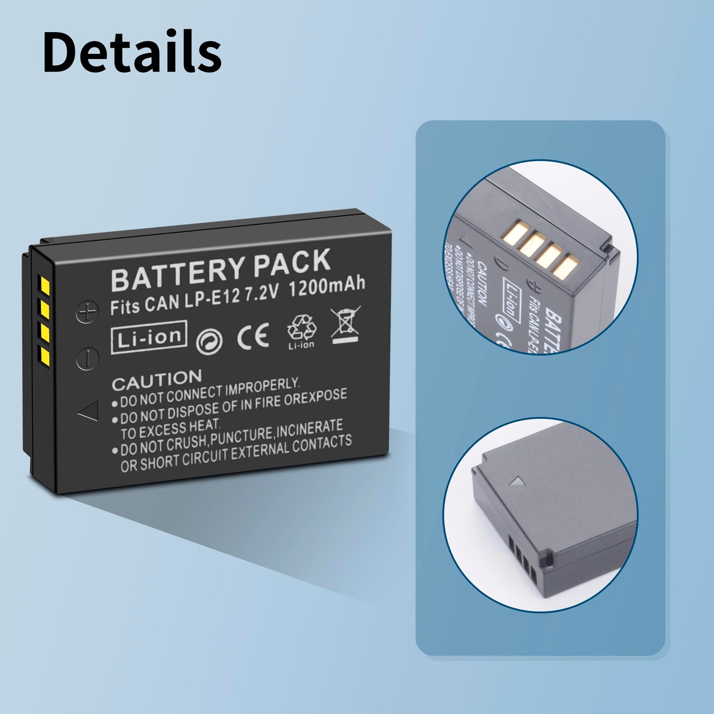 2-Pack LP-E12 Battery and USB Dual Battery Charger Compatible with Canon EOS-M, EOS M2, EOS M10, EOS M50, EOS M50 Mark II, EOS M100, EOS M200, SX70