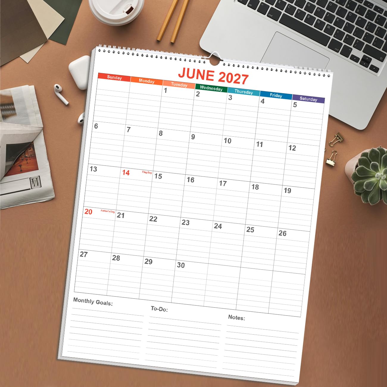 Large Calendar 2026 with Spiral Bound - 18 Month Big Calendar from January 2026 to June 2027, Vertical Large Monthly Calendario 2026 for Wall, 22" x