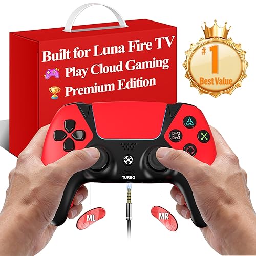 Replacement for Luna Controller Fire Stick TV PC Tablet,Wireless Game Control with No Drift ALPS Joysticks,2 Back Paddles Turbo, 1200mAh Built in 1200