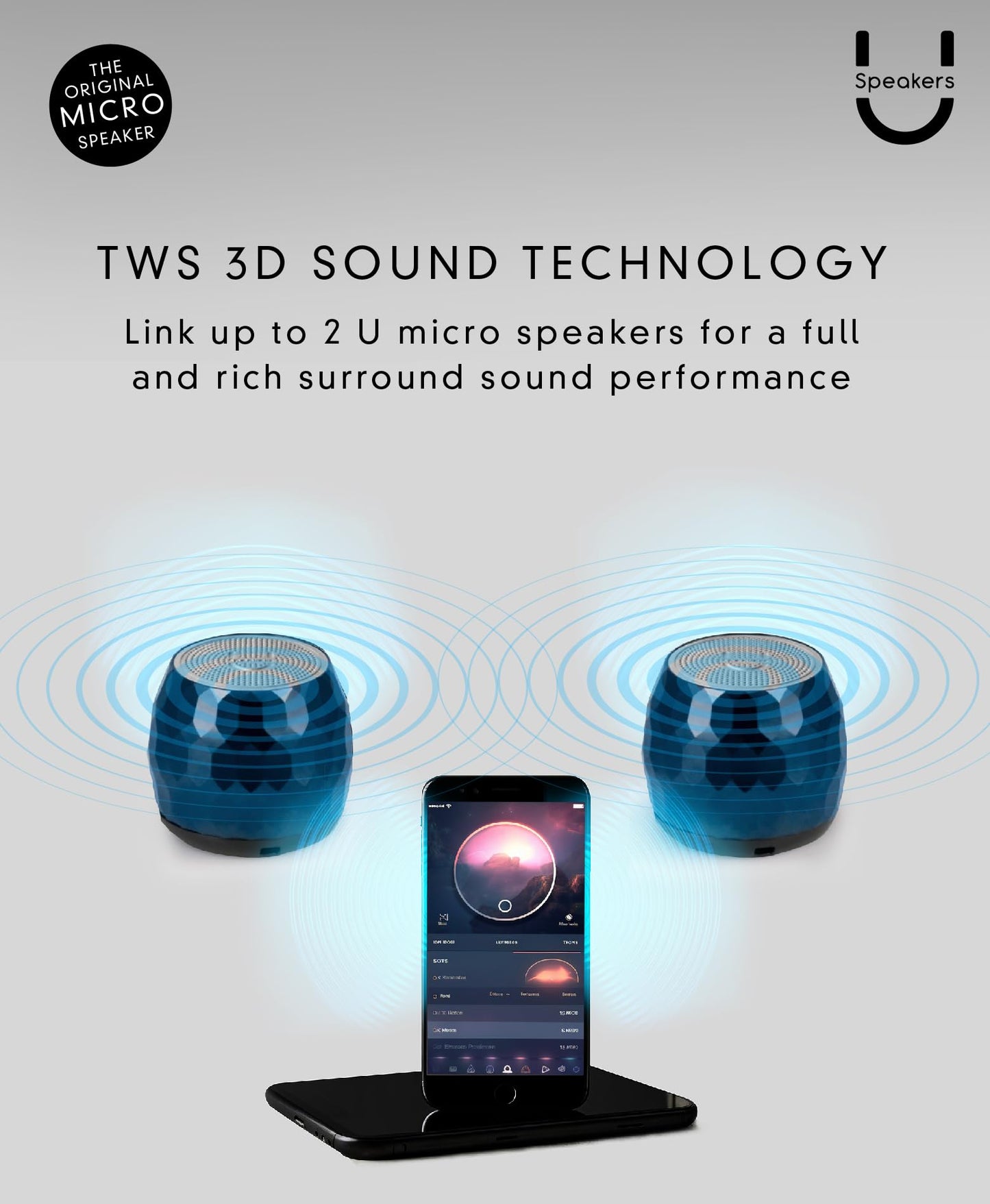 Fashionit U Micro - Small Bluetooth Speaker | Coin-Sized Speakers Bluetooth Wireless with Built-in Mic & Remote Shutter | Portable Rich Sound