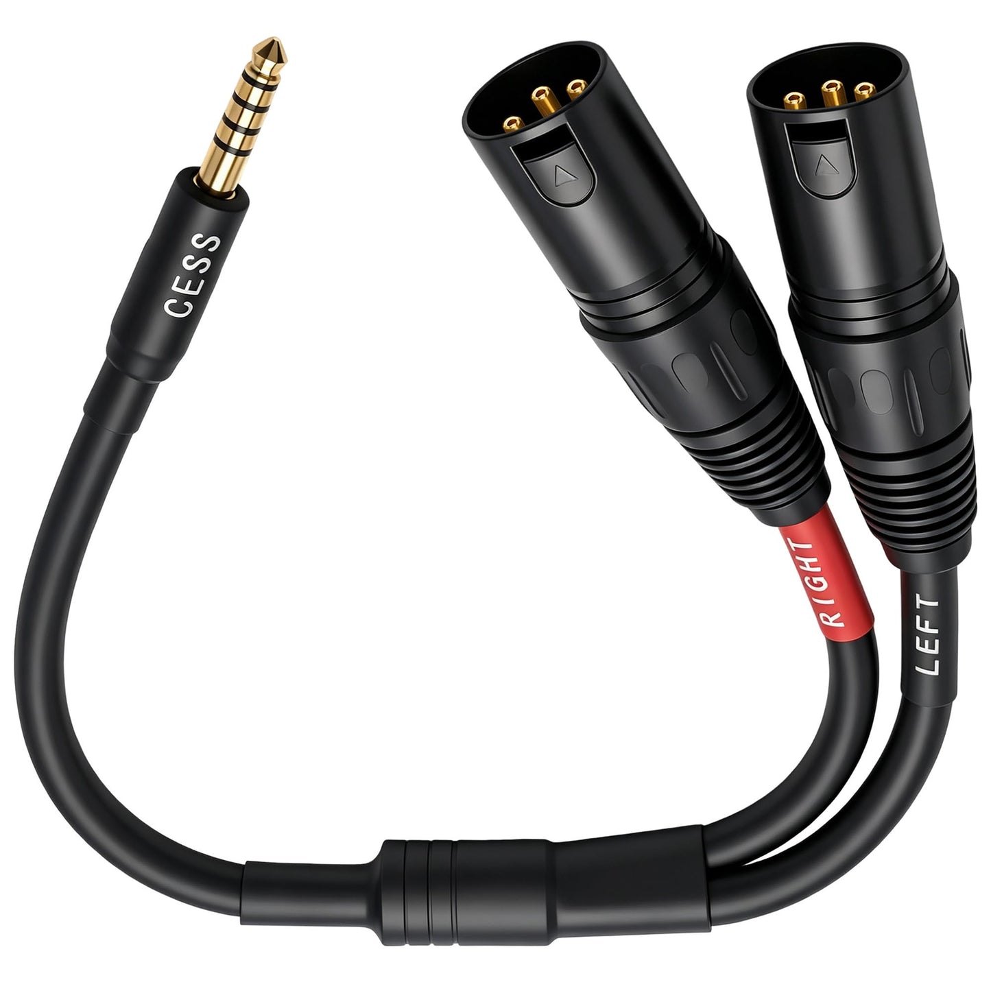 CNCESS 4.4mm Balanced Male to Dual XLR Male Headphone Adapter Cable, Red/Black Channel Split