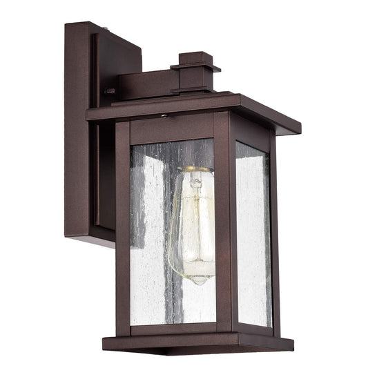 MICSIU 12.25" Dusk to Dawn Outdoor Wall Light, 100W Max Anti-Rust Bronze Exterior Sconce, Seedy Glass 12-Inch Vintage Farm Look Porch Light for Front