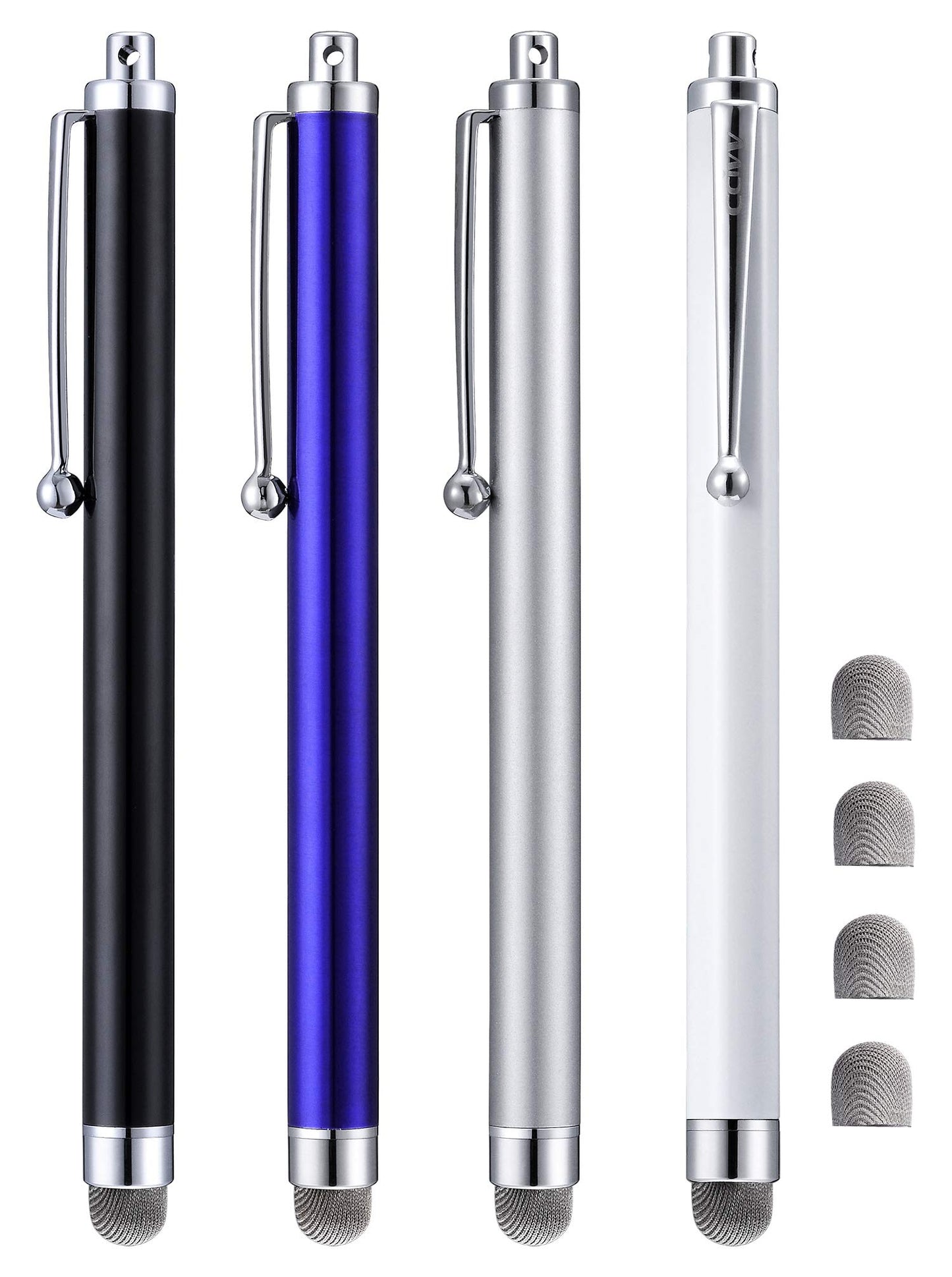 Stylus, 4 Pcs 5.0 Inch Mesh Fiber Tip Stylus Pens for Touch Screen, Compatible with iPad, iPhone, Kindle Fire, 4 Extra Replaceable Hybrid Fiber Tips