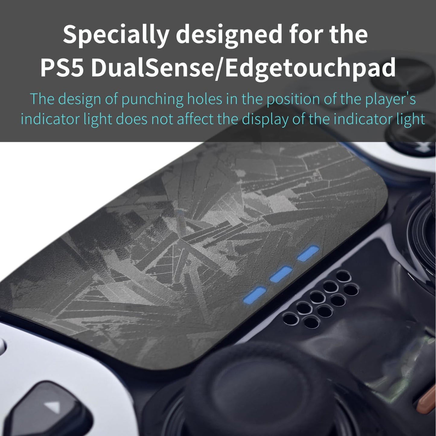 Touchpad Protector PS5 Dualsense/Edge Enhanced Texture Skin Compatible with PlayStation 5 Dualsense/Edge (Snake Scale - Black, PS5Edge(2pcs))