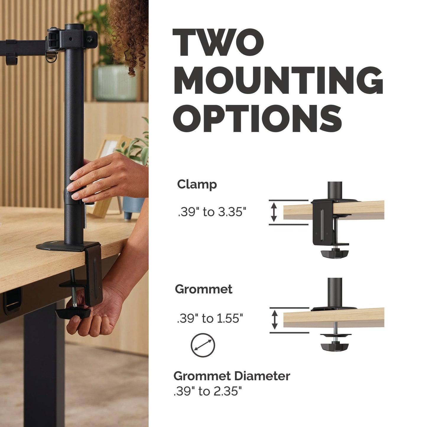 Fellowes Everyday Adjustable Dual Monitor Arm - Holds Two Screens up to 32" (inch) Weighing 19.84 lbs Each, Tilt, Swivel, Rotate, VESA 75/100, Clamp