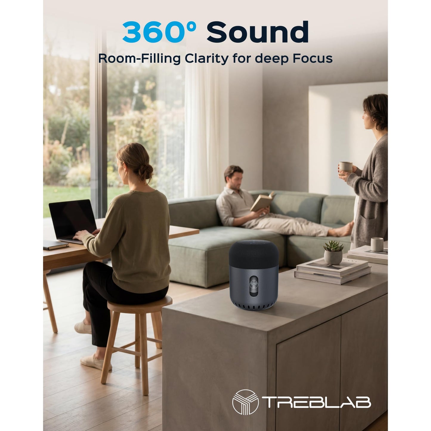 TREBLAB Loud Portable Bluetooth Speaker with 360° Surround Sound, 90W 5-Driver System, Subwoofer, Wireless Speaker, 22H Battery, IPX4 Waterproof, TWS