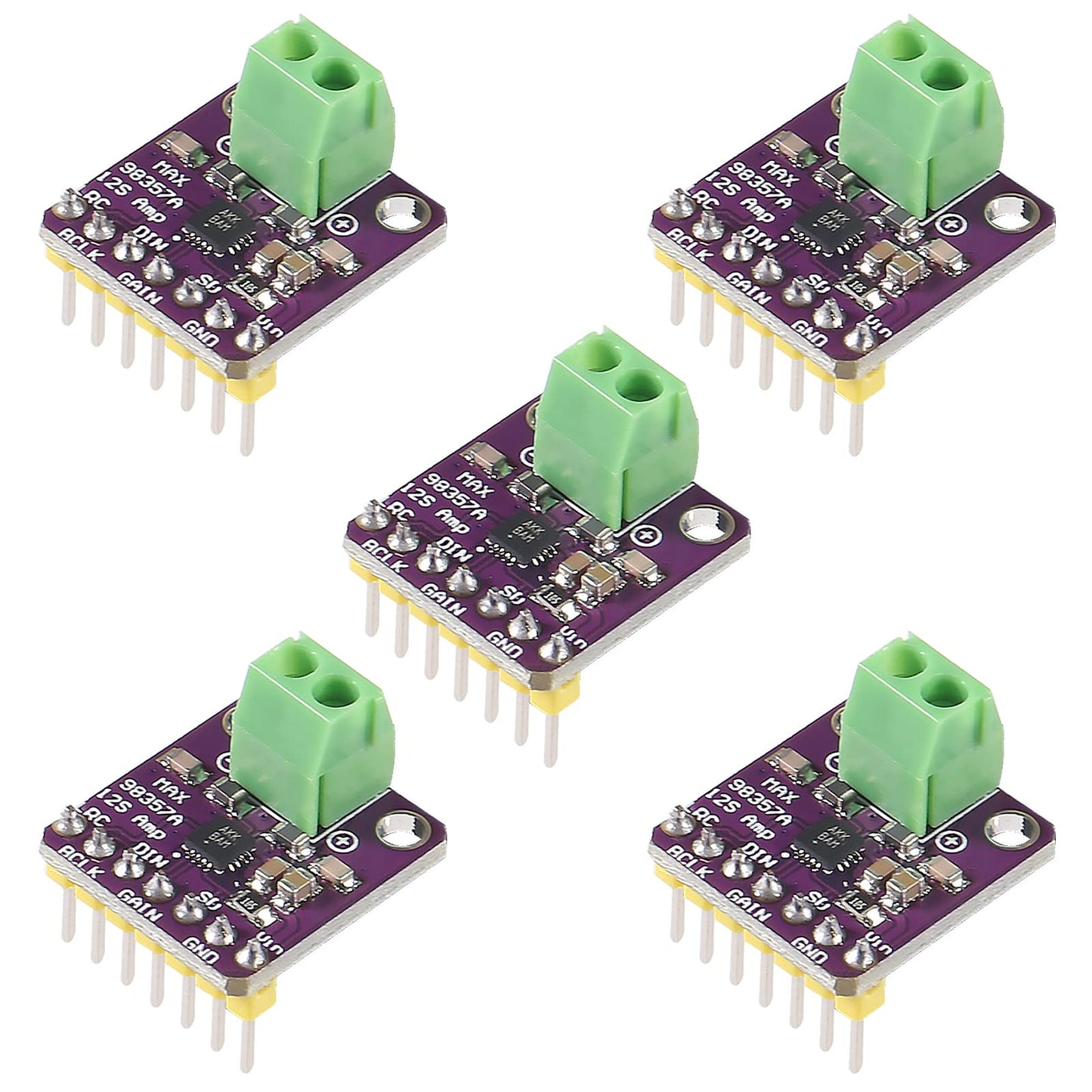 AITRIP 5PCS MAX98357 I2S Audio Amplifier Module,Audio Amplifiers Filterless Class D Amplifier,for Arduino ESP32 Raspberry Pi (Welding)