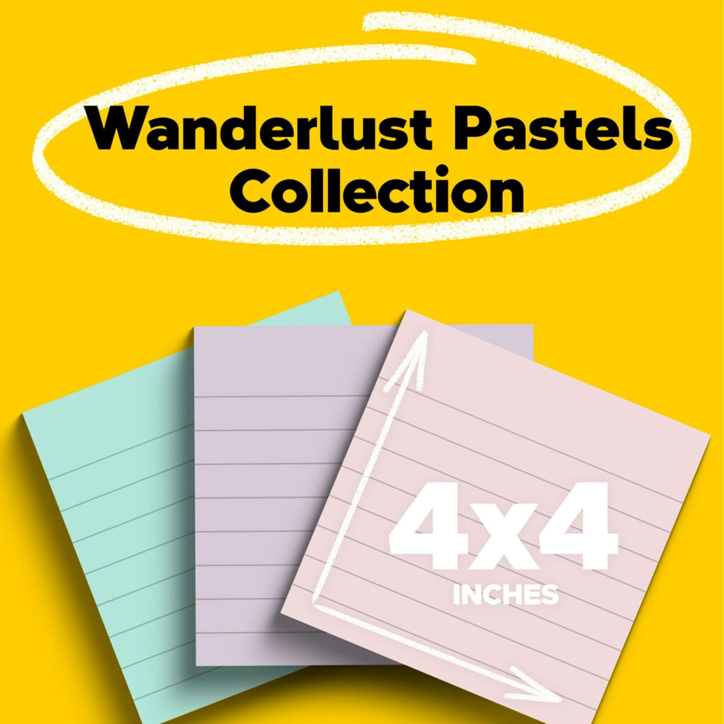Post-it 100% Lined Recycled Super Sticky Notes, 3 x 3 in, Pastels, 18 Pads