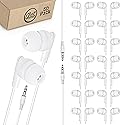 JustJamz Bulk Earbuds 50 Pack | Basic Earbuds, Pearl White In-Ear Earphones, Disposable Headphones, Wired