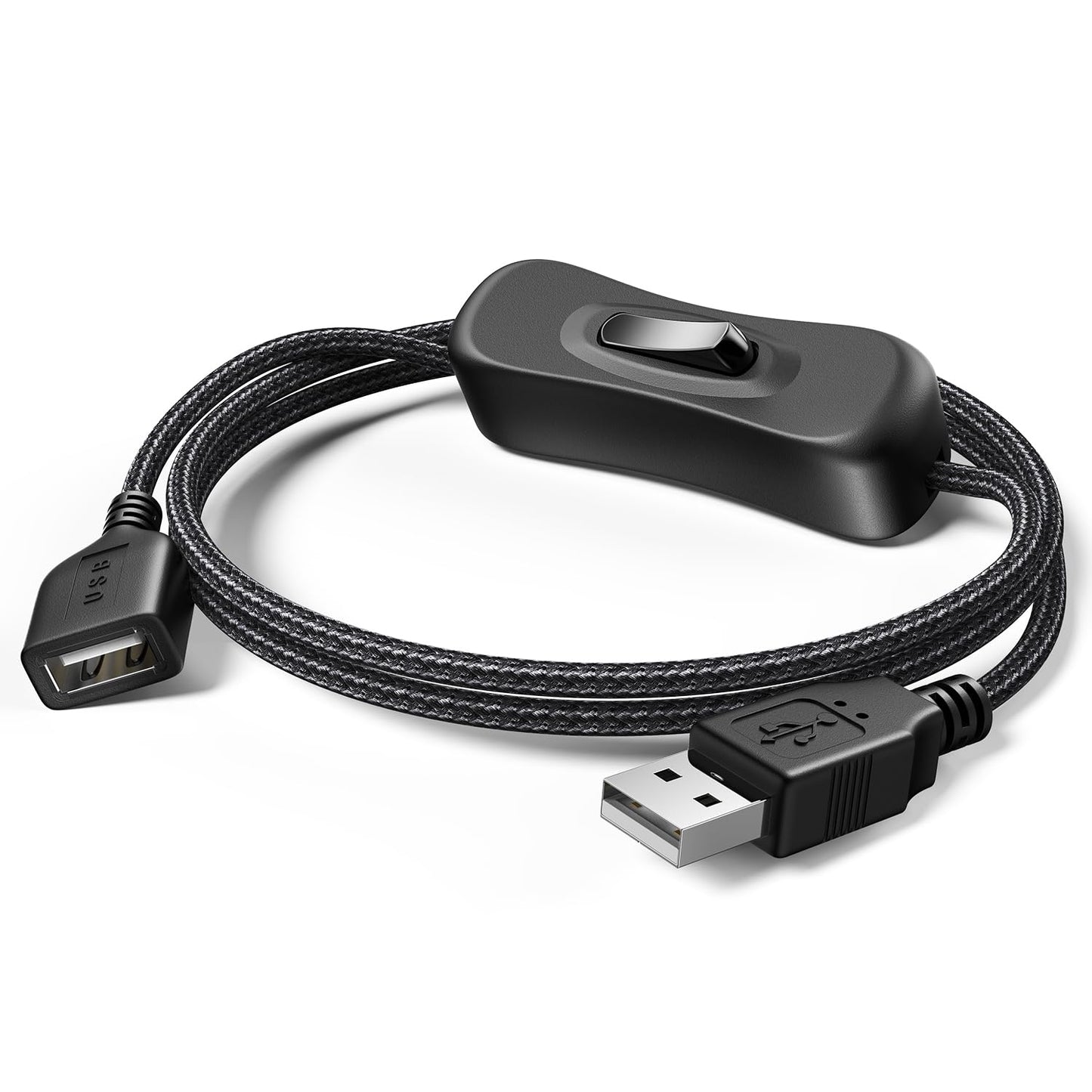 ANDTOBO USB Switch Extension Cable, (Upgraded Data + Power) USB Extension Cord with On/Off Power Switch Cable for LED Strips, iOS System, etc- 3.3 FT