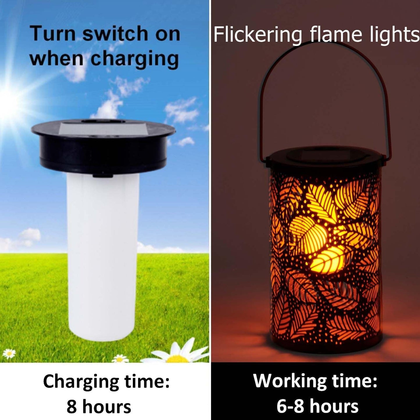 Solar-Lantern Waterproof Flame-Lights Replacement Top - Solar Outdoor Flame Atmosphere Decorative Candle Lighting for Garden Patio Camping Halloween