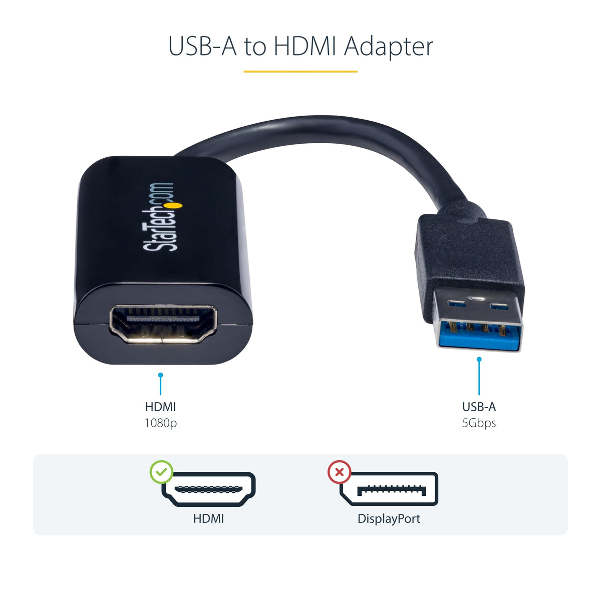 StarTech USB-A 3.0 to HDMI Converter, 1080p60, Windows Driver Required, TAA