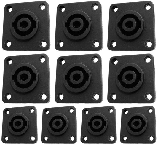 CESS Speaker Jack Twist Lock 4 Pole Square (Rectangle) - Speakon Female Socket Panel/Chassis Mount - Compatible with Neutrik Speakon NL4MP, NL4MPR