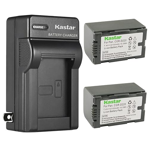 Kastar 2-Pack CGR-D16 Battery and AC Wall Charger Replacement for Panasonic AG-3DA1, AG-3DA1E, AG-3DA1P, AG-AC90, AG-AC90P, AG-AC90PJ, AG-AC90PX