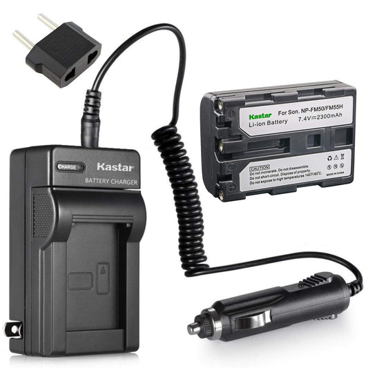 Kastar Battery and Charger Replacement for Sony NP-FM50 NP-FM55H TRV328 TRV740 TRV96K DCR-DVD100 TRV50 TRV530 TRV6 TRV740 TRV828 TRV830 TRV840 TRV940