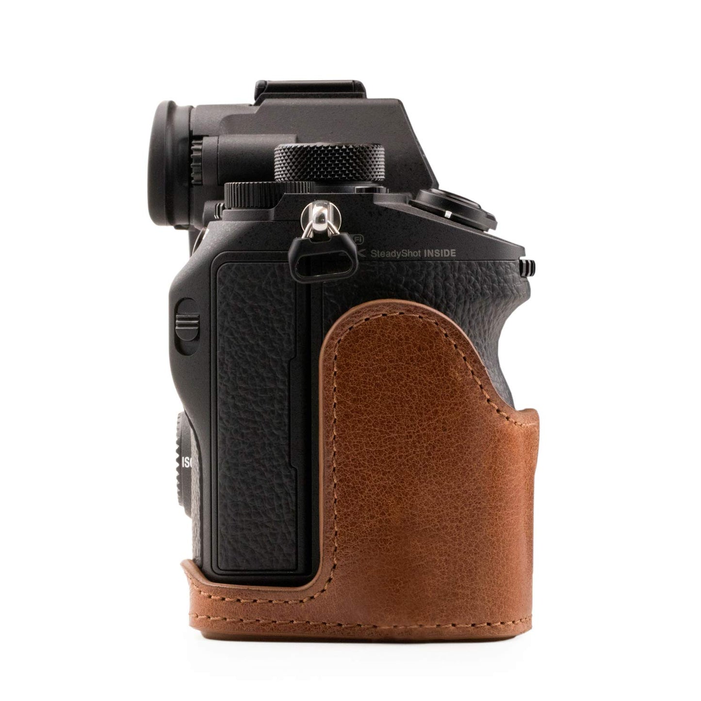 MegaGear MG1244 Sony Alpha A7RIII, A9, A7III Ever Ready Genuine Leather Camera Half Case and Strap - Brown