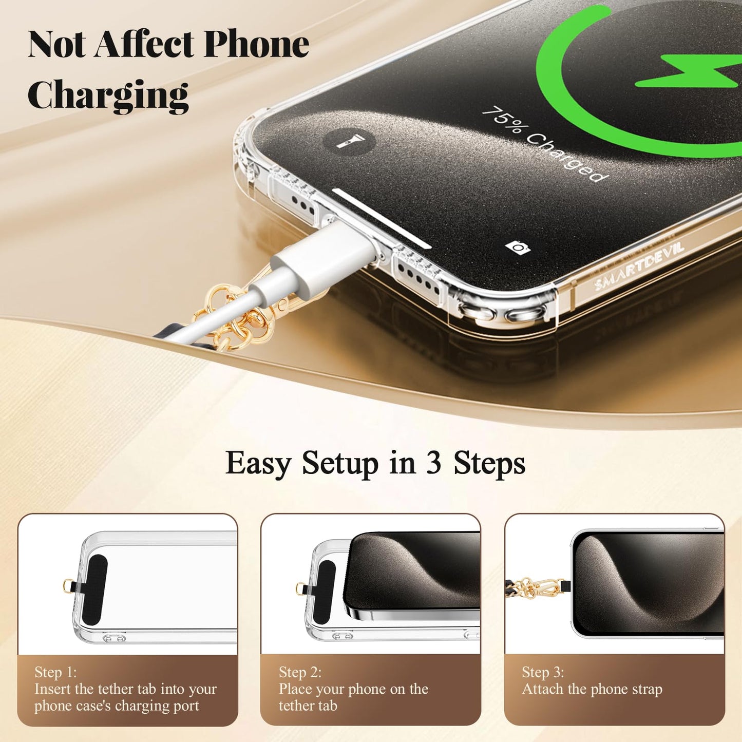 Dadanism Universal Phone Lanyard, Metal Cellphone Chain Crossbody, Anti-Theft Cross Body Phone Strap for iPhone 16, 15 and Most Smartphones, Cellphone