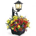 PASAMIC 2 in 1 Outdoor Flower Pots for Real or Fake Flowers, Solar Lamp Post Lights - Wall Mount or Freestanding, Waterproof Decorative Lamp for Lawn