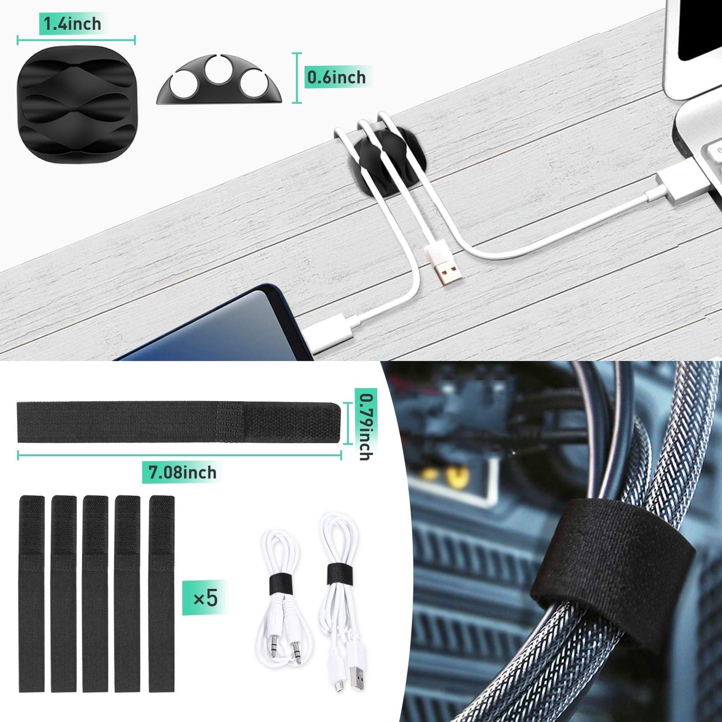 ENONCI Updated Cable Raceway Kit - 77 (5x15.4) Inch Open Slot Wire Covers for Cords, Under Desk Cable Management System to Hide Under