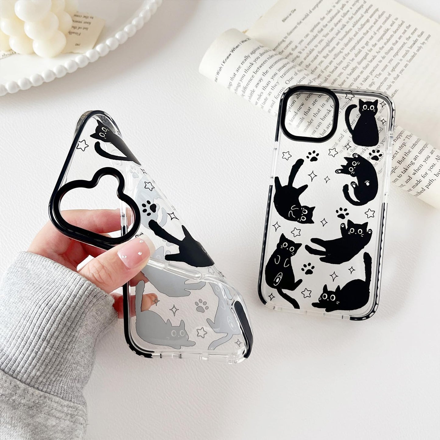 branple Compatible with iPhone 11 Case,Clear Cute Black Cat Pattern with Shockproof Slim Soft TPU Protective Phone Case for Women Designed for iPhone