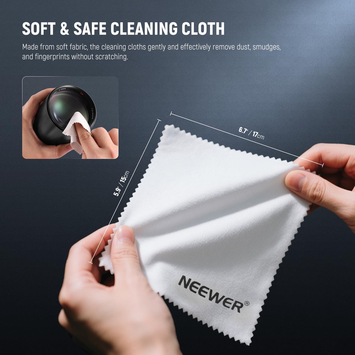 NEEWER 16 in 1 Camera Lens Cleaning Kit, 1x Brush + 1x Air Blower + 1x Cleaning Swab for 24mm Full Frame Sensor + 1x Cleaner Spray + 2X Cloth + 10x