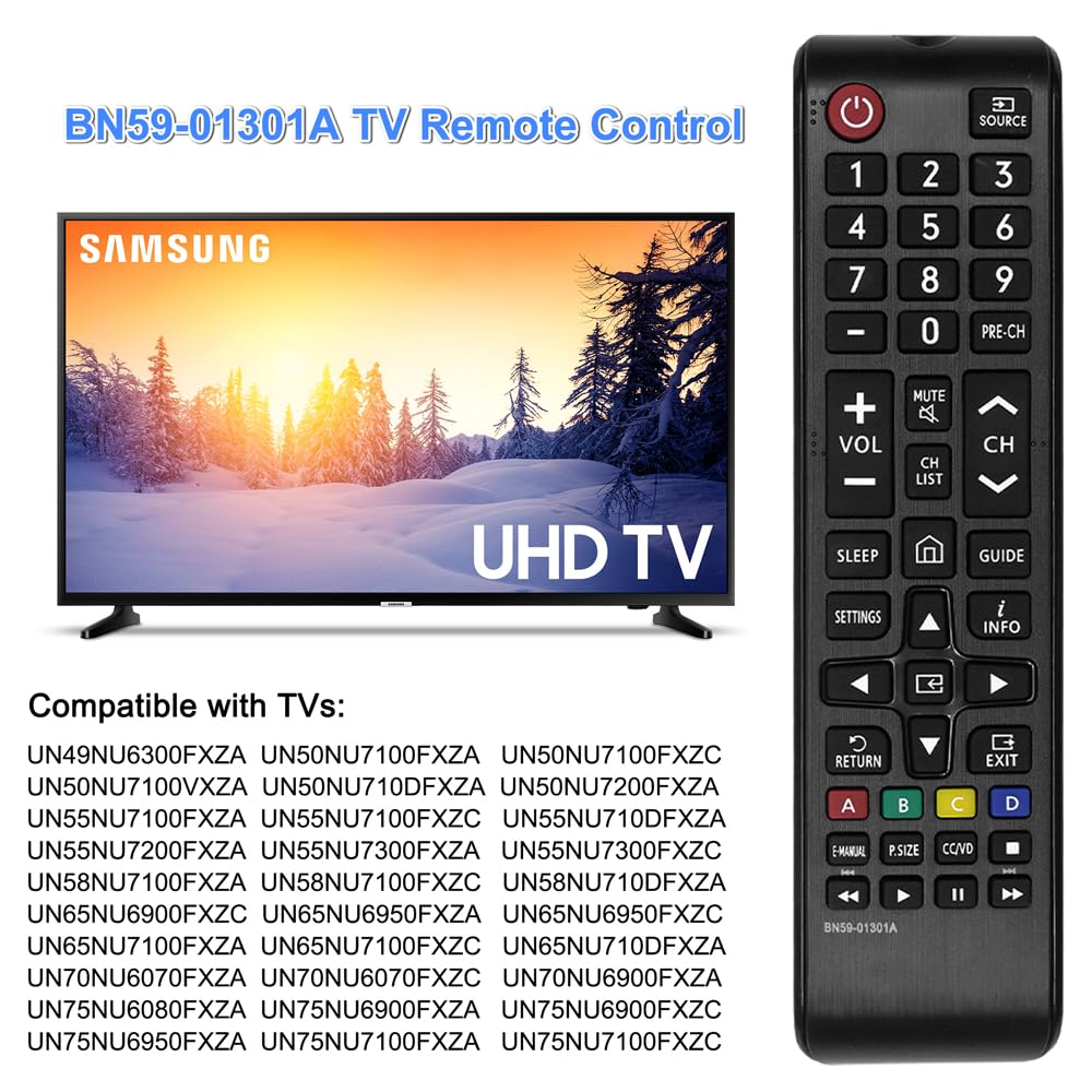GuuYebe BN59-01301A TV Remote Control Replacement for UN50NU7100FXZA UN50NU7100FXZC UN55NU7100FXZA UN55NU7100FXZC UN65NU7100FXZA UN65NU7100FXZC Smart
