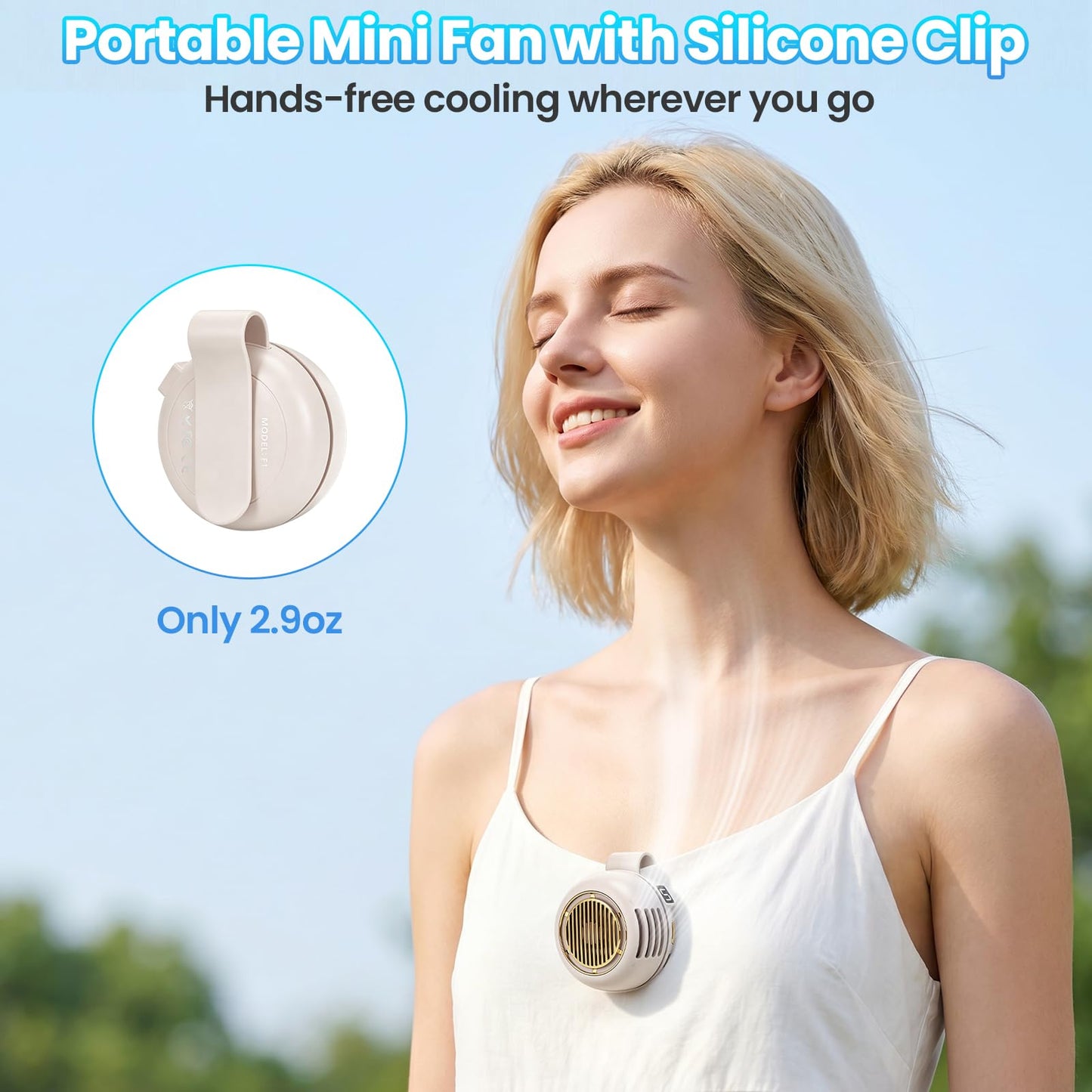 keilyht Portable Silent Mini Bladeless Fan Clip On, Adjustable 5 Speeds 360° Rotatable Clip on Fan for Shirt & Waist, USB Rechargeable Small Whirlwind