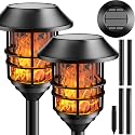 ZOOHAR Solar Pathway Flame Lights - Outdoor Solar LEDs with Metal Construction, Waterproof, Perfect for Gardens, Pathways, Patio, Balcony & Pool, 2