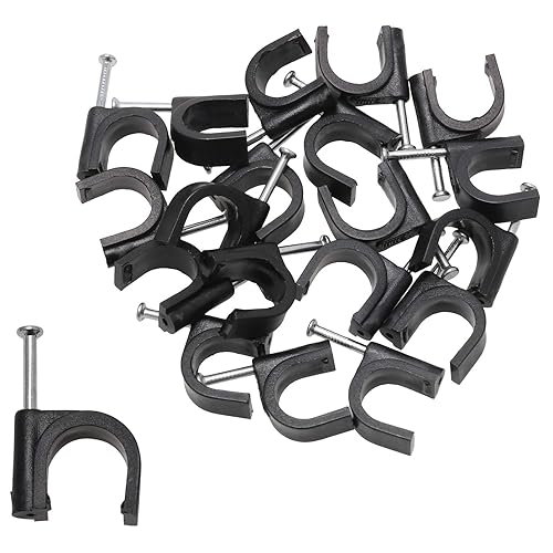 HJ Garden 50pcs Half Clamp J-Hook with Nail For Pex Tubing Pipe Support Round Cable Fixing Tie, Black