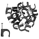 HJ Garden 50pcs Half Clamp J-Hook with Nail For Pex Tubing Pipe Support Round Cable Fixing Tie, Black