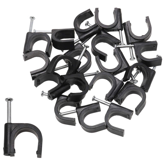 HJ Garden 50pcs Half Clamp J-Hook with Nail For Pex Tubing Pipe Support Round Cable Fixing Tie, Black