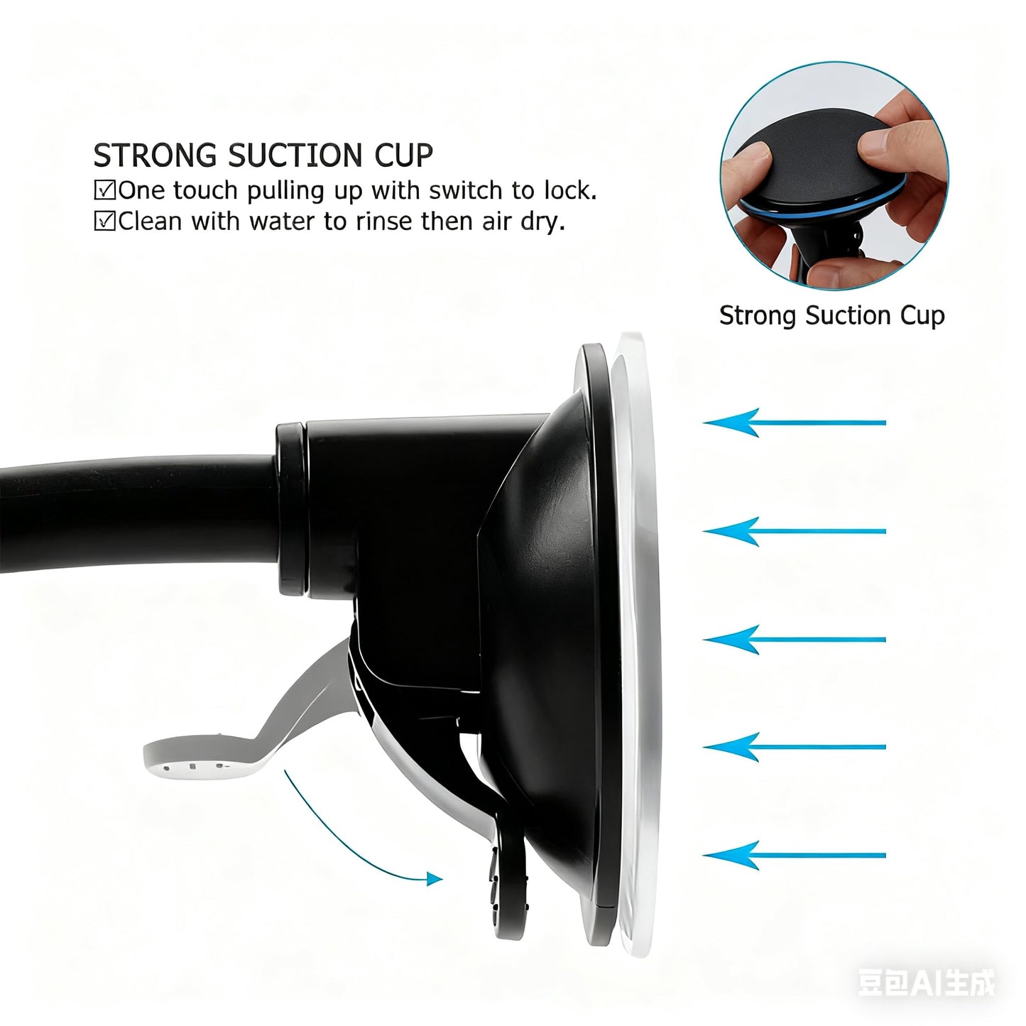 3.15" Double Sided Tape Black Car Mount Dashboard Pad Two Sided Adhesive Suction Cup Mounting Disk Sticky Tack No Traces For Windshield,Dash GPS,Cam